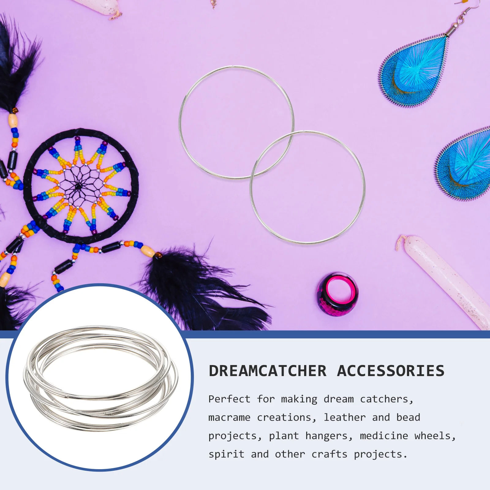 10 шт. простые круглые металлические кольца в виде Ловца снов