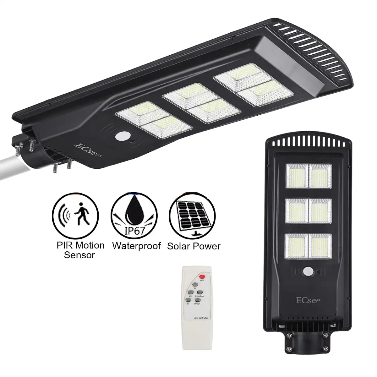 

HMTX 1200W Solar Street Lights Outdoor, 576 LEDs, with Remote Control, Light Control, Dusk to Daybreak Security Flood Light, IP6