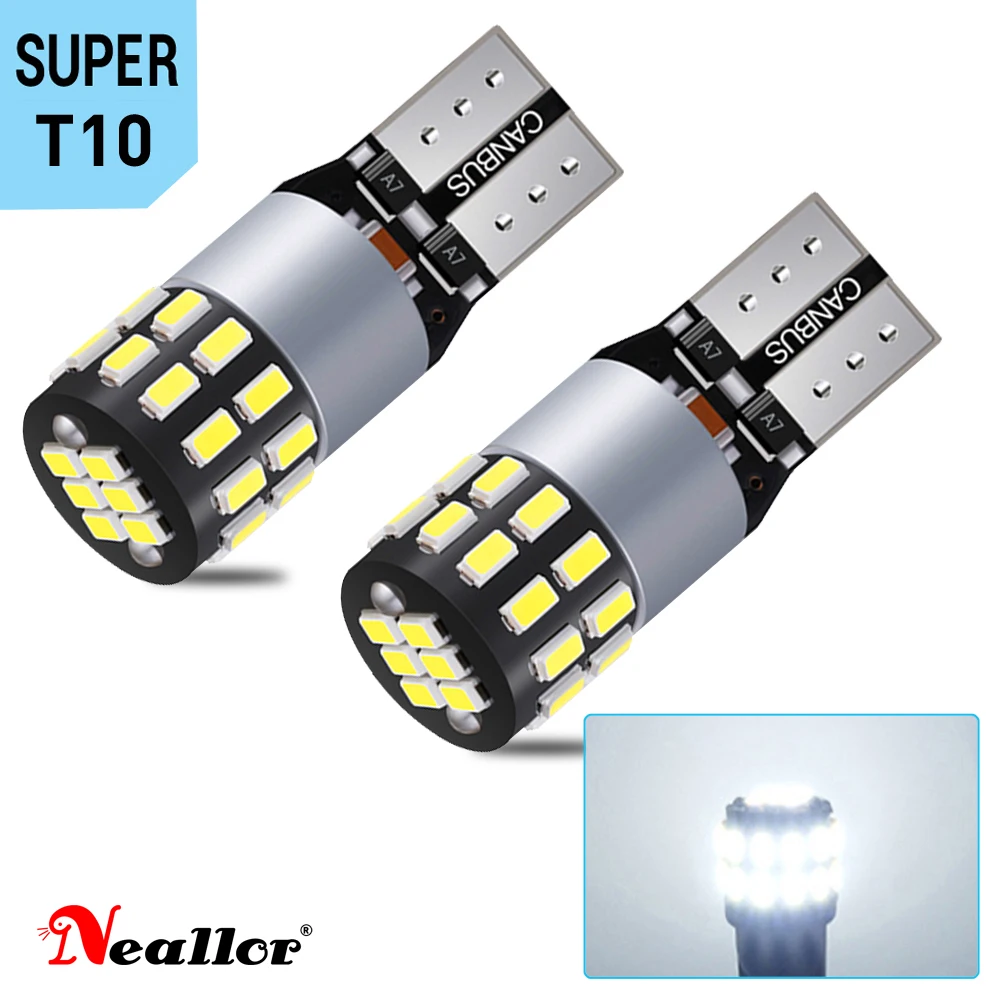 

2 шт., автомобисветодиодный светодиодные лампы W5W T10 Canbus 3014 SMD 6500 в