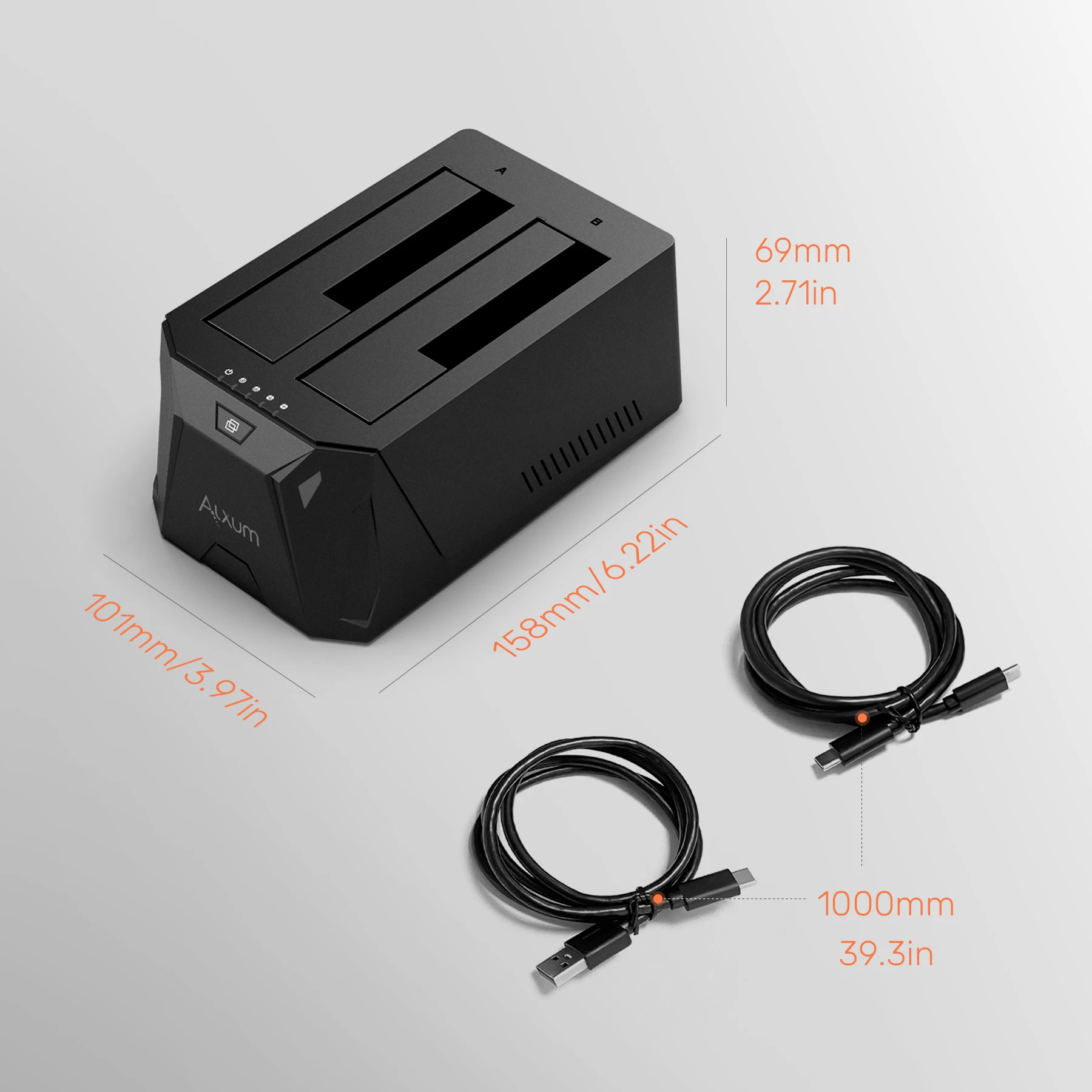 Док-станция для жесткого диска SATA с двумя отсеками, USB C 3.0 на 2,53,5-дюймовый HDD SSD-адаптер с автономным клонированием для Windows macOS Linux (art.: 3920d2b72dbab) - 3920d2b72dbab