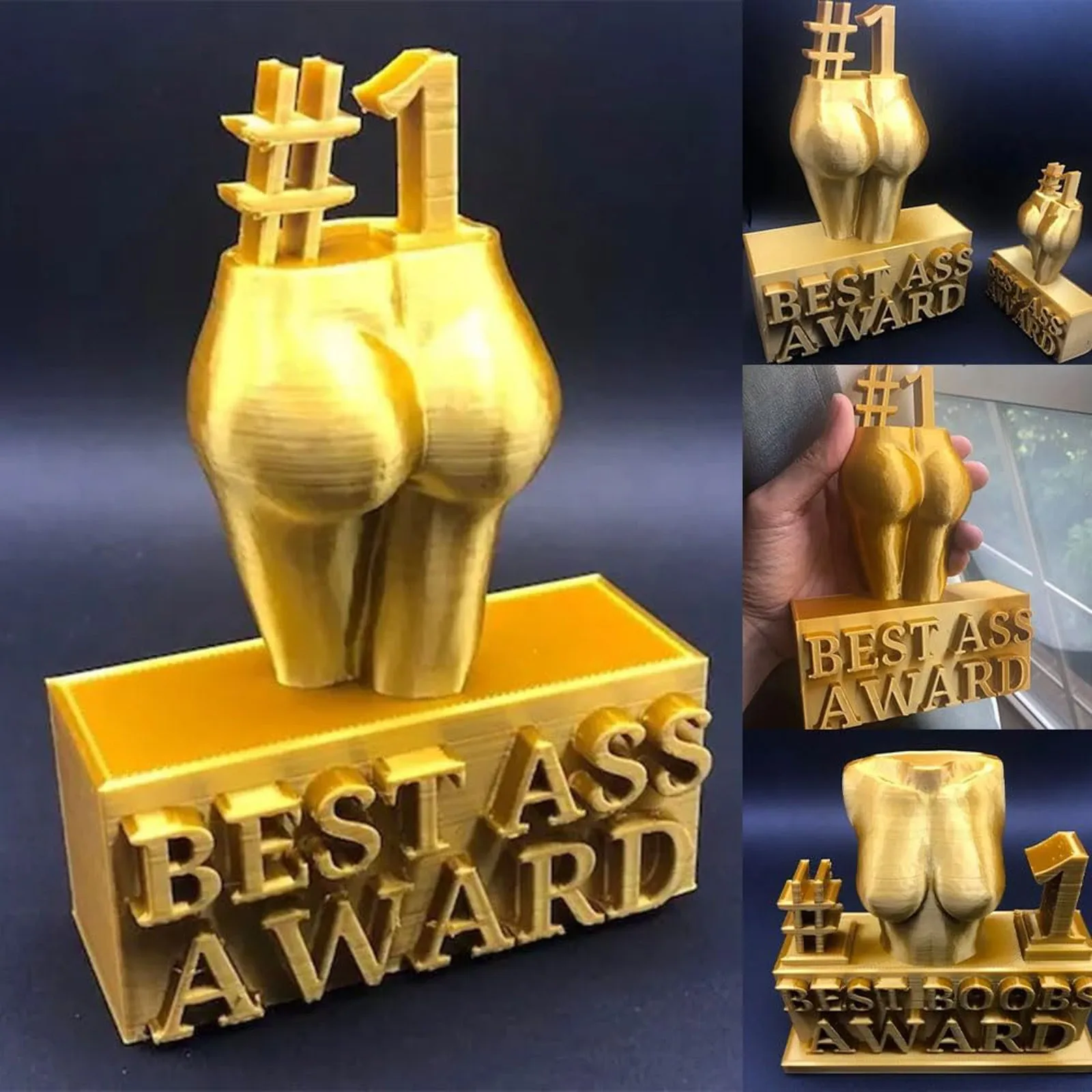 

Golden Award Statue Best Ass Boobs Gold Trophy Tabletop Ornament Win Cup Resin Figurine No Deforming For Living Room Home Decor