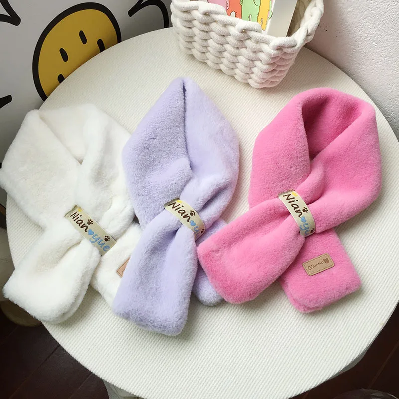 

Cartoon Solid Color Thicken Plush Scarf Diy Animal Neck Warmer Warm Scarf Winter Children's Scarf Student Anime Birthday Gift