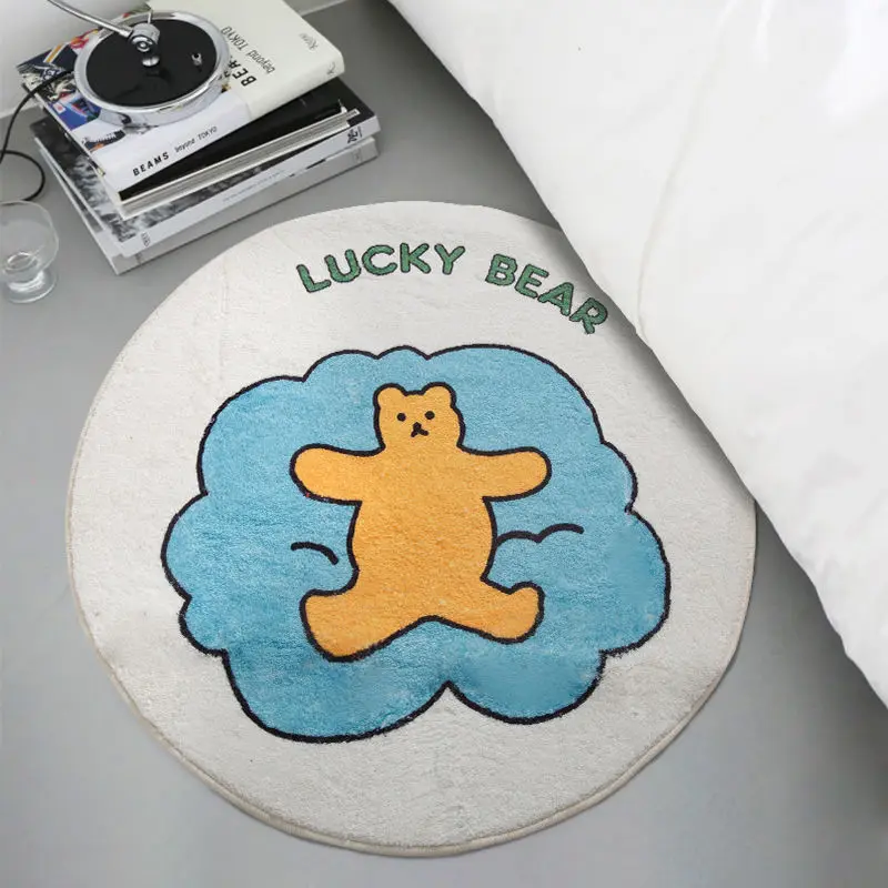 

Round Blanket Girls Room Ins Net Red Bathroom Cartoon Cute Mirror Blanket Bedroom Carpet Absorbent Non-slip Mat