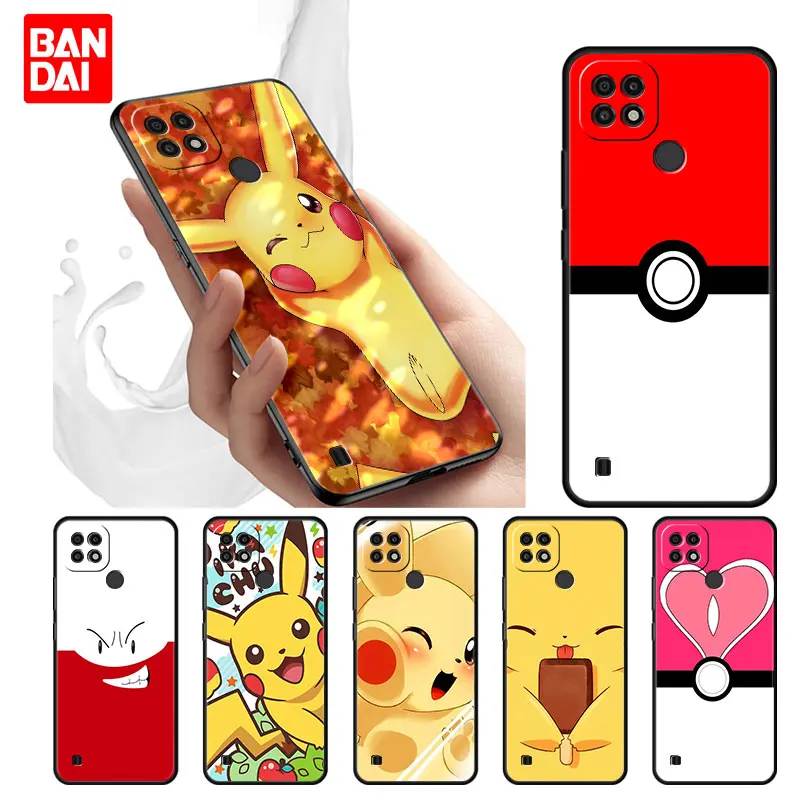 

Pokemon Go Pikachu Cartoon Case for Realme C21 C21Y C25 C25s C15 C11 C17 C3 C20 5 6 7i 8i 8 8Pro Narzo30A Silicone Cover Black