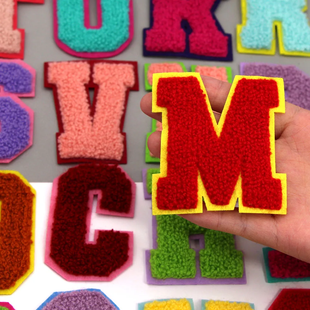 1 шт. нашивки с буквами синели смешанные цвета вышивка английским алфавитом для