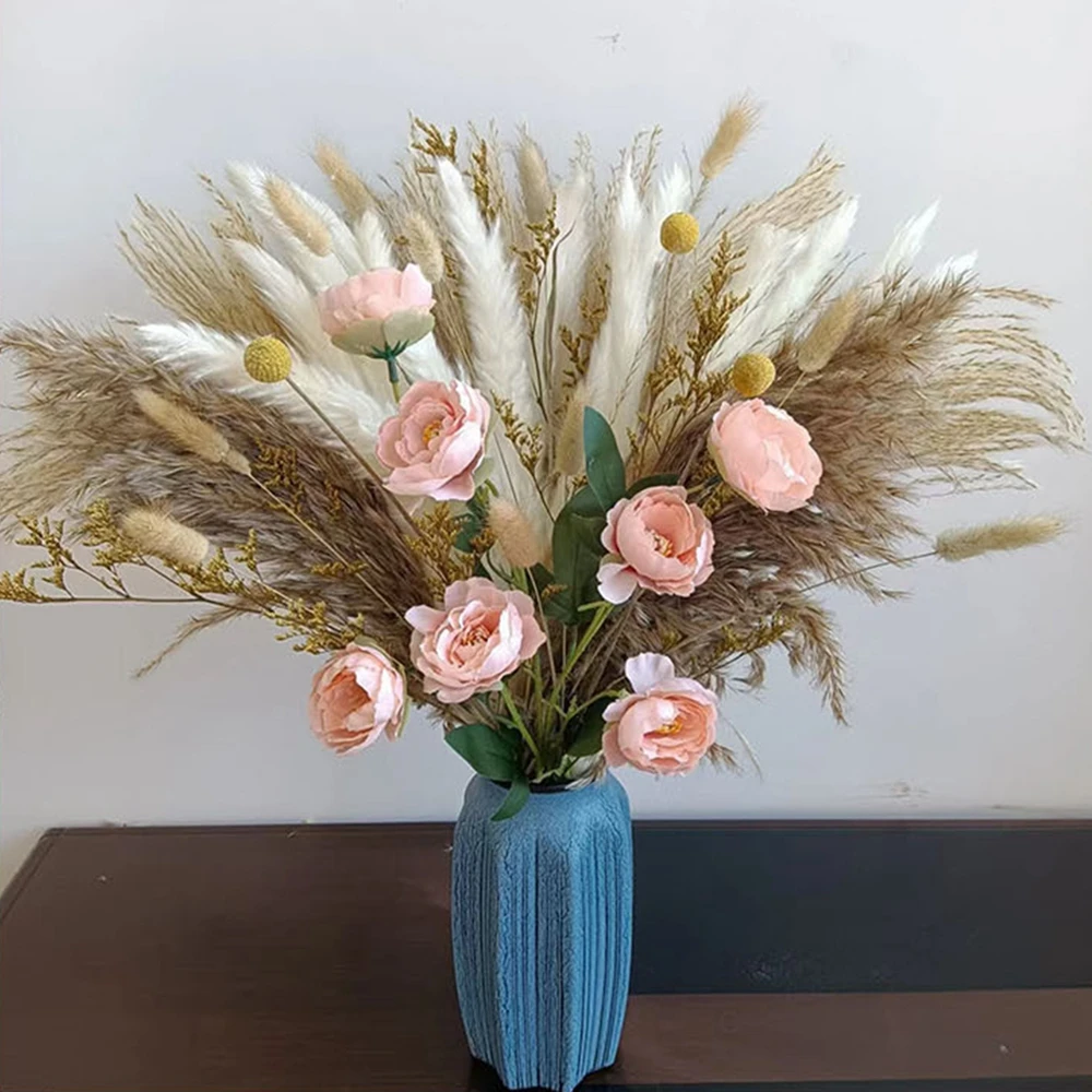 

100pcs Natural Dried Flowers Pampas Grass Fluffy Reed Bonquet Wedding Table Decoration Bunny Rabbit Tail Boho Home Decor