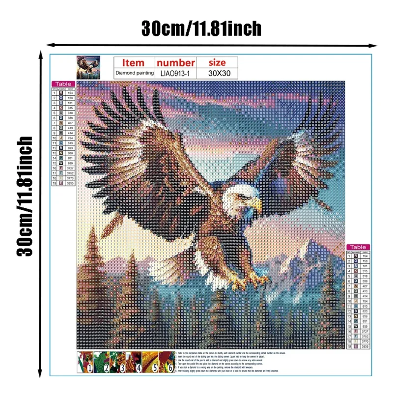5D Diamond Painting Kit DIY Embroidery New Arrival Handmade Mosaic Animal Eagle Home Decor Gift 2025 NEW 30X30CM