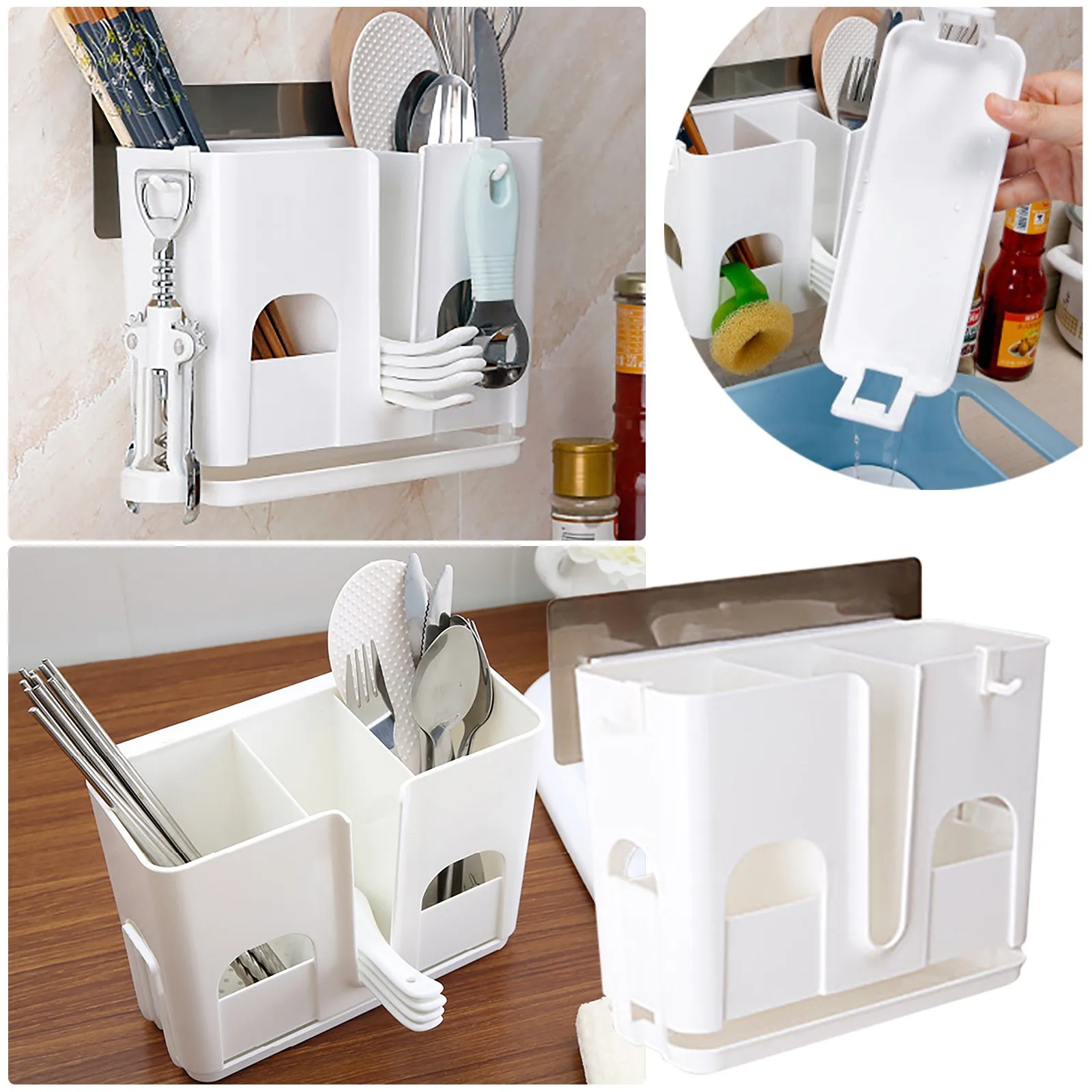 

Multifunctional Storage Rack Chopsticks Double Layer Cutlery Drainer Basket Tableware Bucket Utensils Holder Chopstick Drain Box