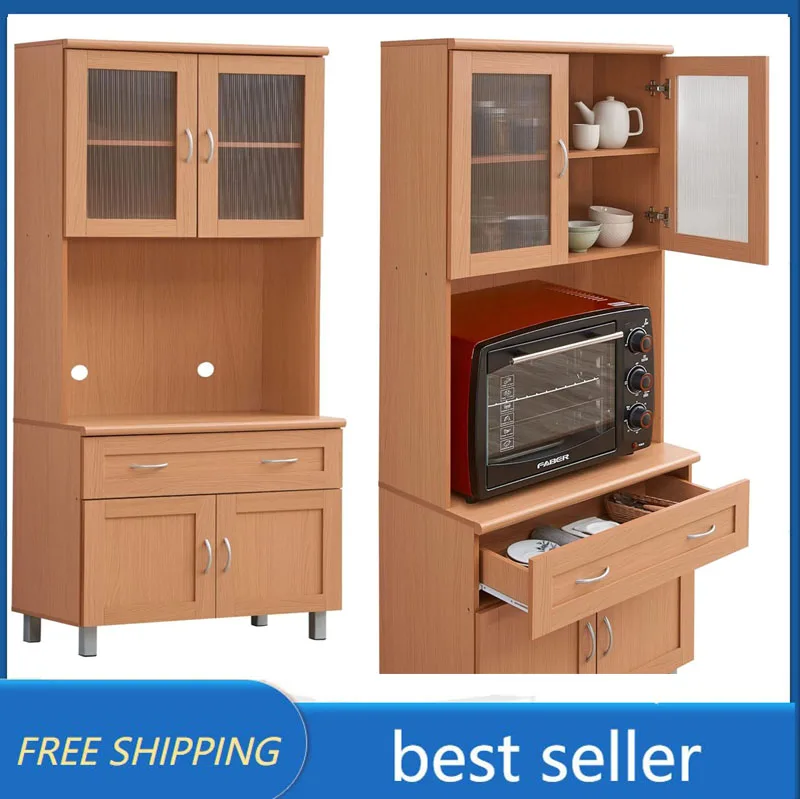 

Импортный высокий кухонный шкаф с верхним и нижним закрытым шкафом, 1 Выдвижной ящик, большое открытое пространство