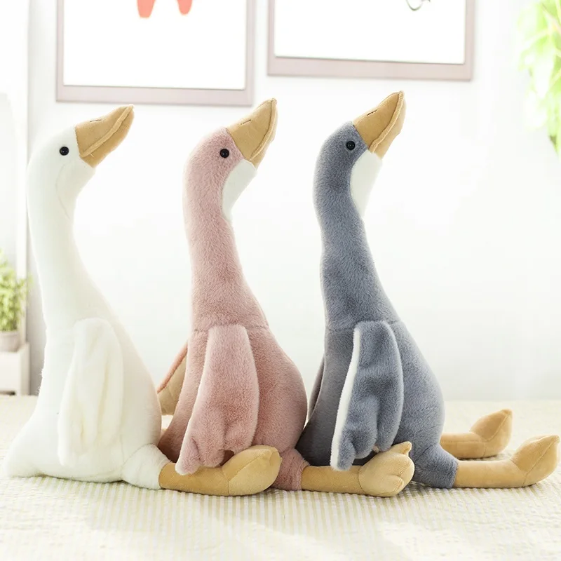 

40-100cm Goose Plush Toy Stuffed Animal Hug Throw Pillow Back Cushion British Style Duck Plushie Birthday Gifts White Pink