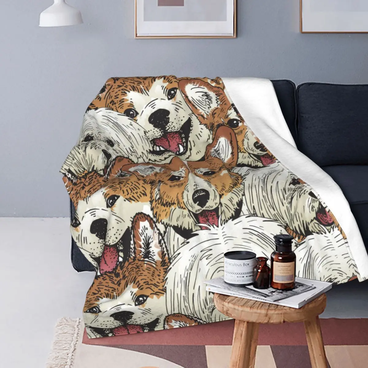 

Akita Inu Scottish Dogs Blanket Gift for Animal Dog Lover Wool Awesome Warm Throw Blankets for Chair Covering Sofa Winter 09