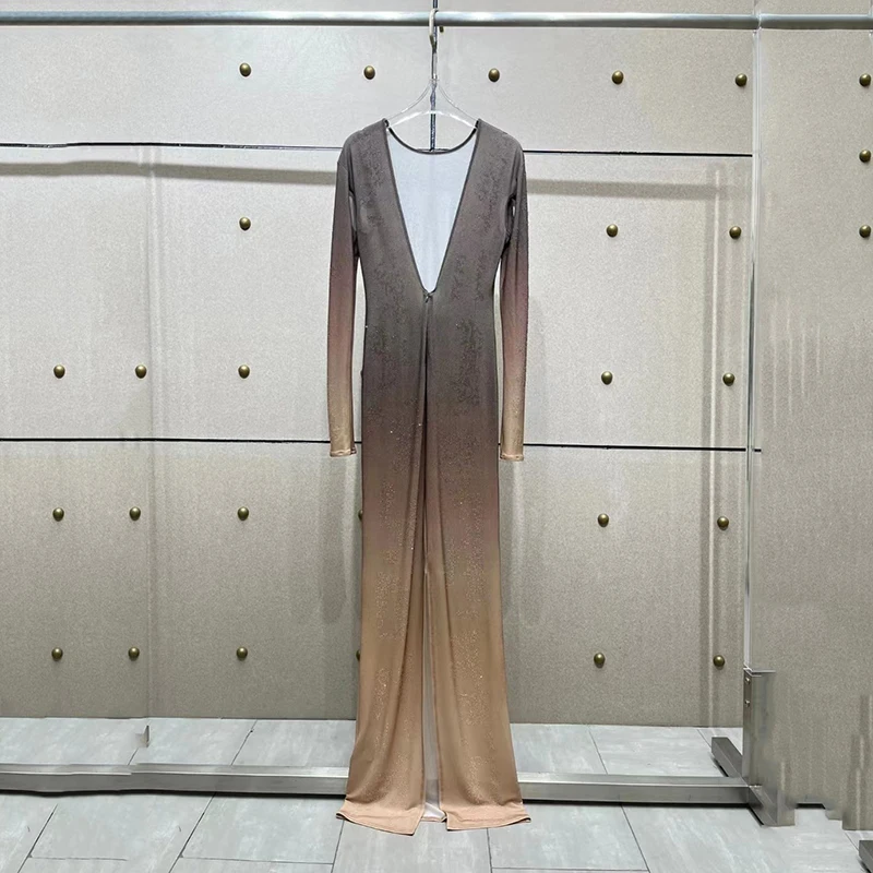 Женское платье с градиентом модное облегающее сексуальное длинное открытой