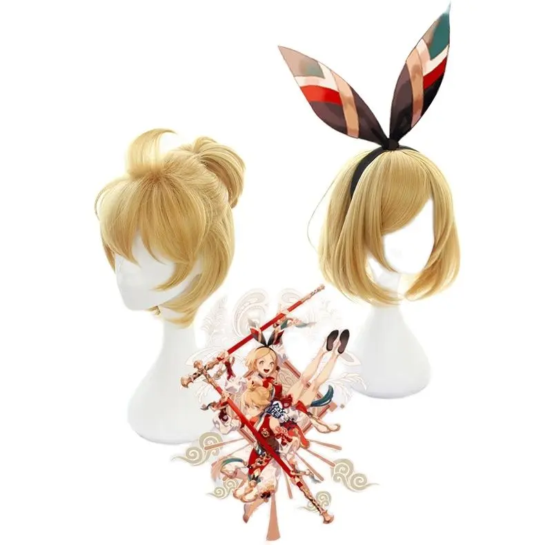 Парик для косплея Rin / Len из коротких светлых термостойких волос аниме аксессуары