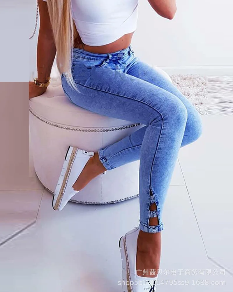 Casual Blue Skinny Jeans Women 2022 Summer Autumn Fashion New Lady High Waist Jeans