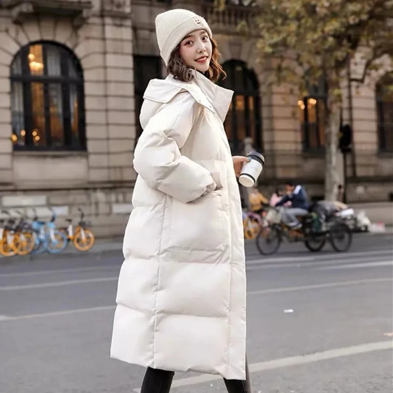 2022 New Winter Jacket Parkas Women Coat Hooded Overcoat Female Jackets Parka Thick Warm Cotton Padded Outwear Long Black Coat