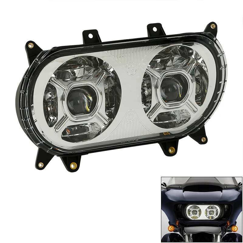 

Передняя лампа-проектор для мотоциклетной лампы в горошек, двойная фара для Harley Touring Road Glide 2015-2023