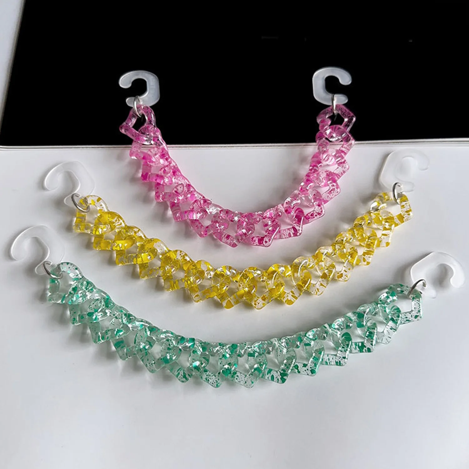 

Acrylic Shoe Chain Slippers Sandals Decoration Removable DIY Charm Decorative Buckle Chain Transparent Colorful Shoe Chain