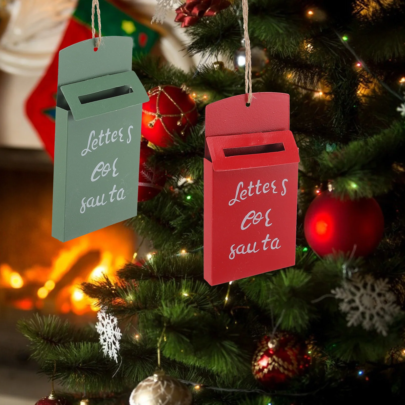 

Christmas Tree Mailbox Pendants Party Ornaments Letter Decor Props Decoration Hanging Santa Letters Metal Merry Holiday Case