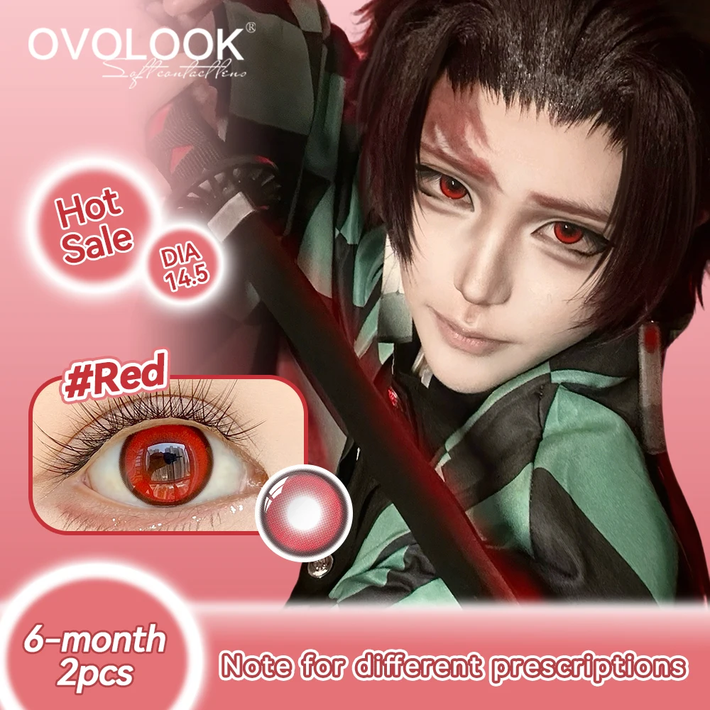 Фото OVOLOOK - 2 шт. цветные контактные линзы глубокого сапфирово-синего цвета, натуральные цветные контактные линзы для темных глаз, для женщин №1