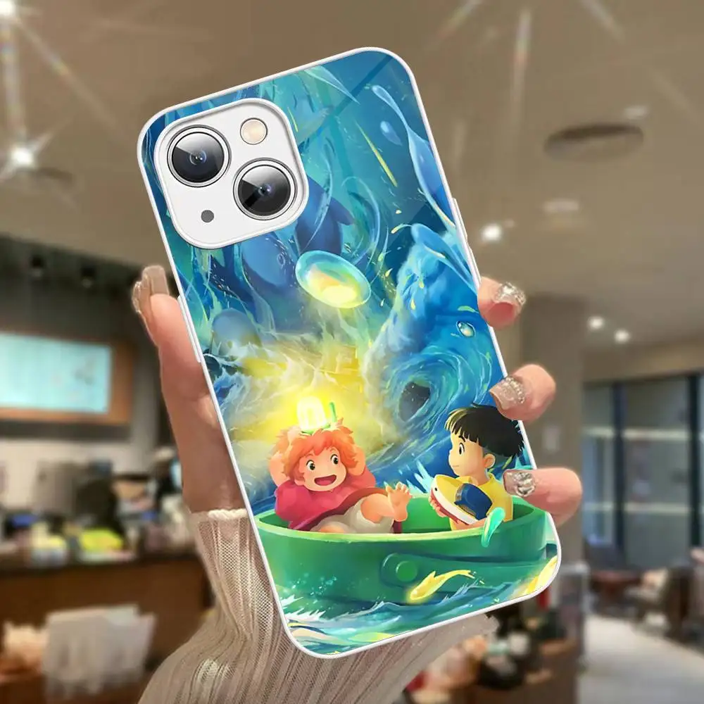 Фото Защитное стекло Cute P-Ponyo Movie On The Cliff для iPhone 14, 13, 12, 11 Pro, Mini, XS MAX, 14Plus, X, XS, XR №4
