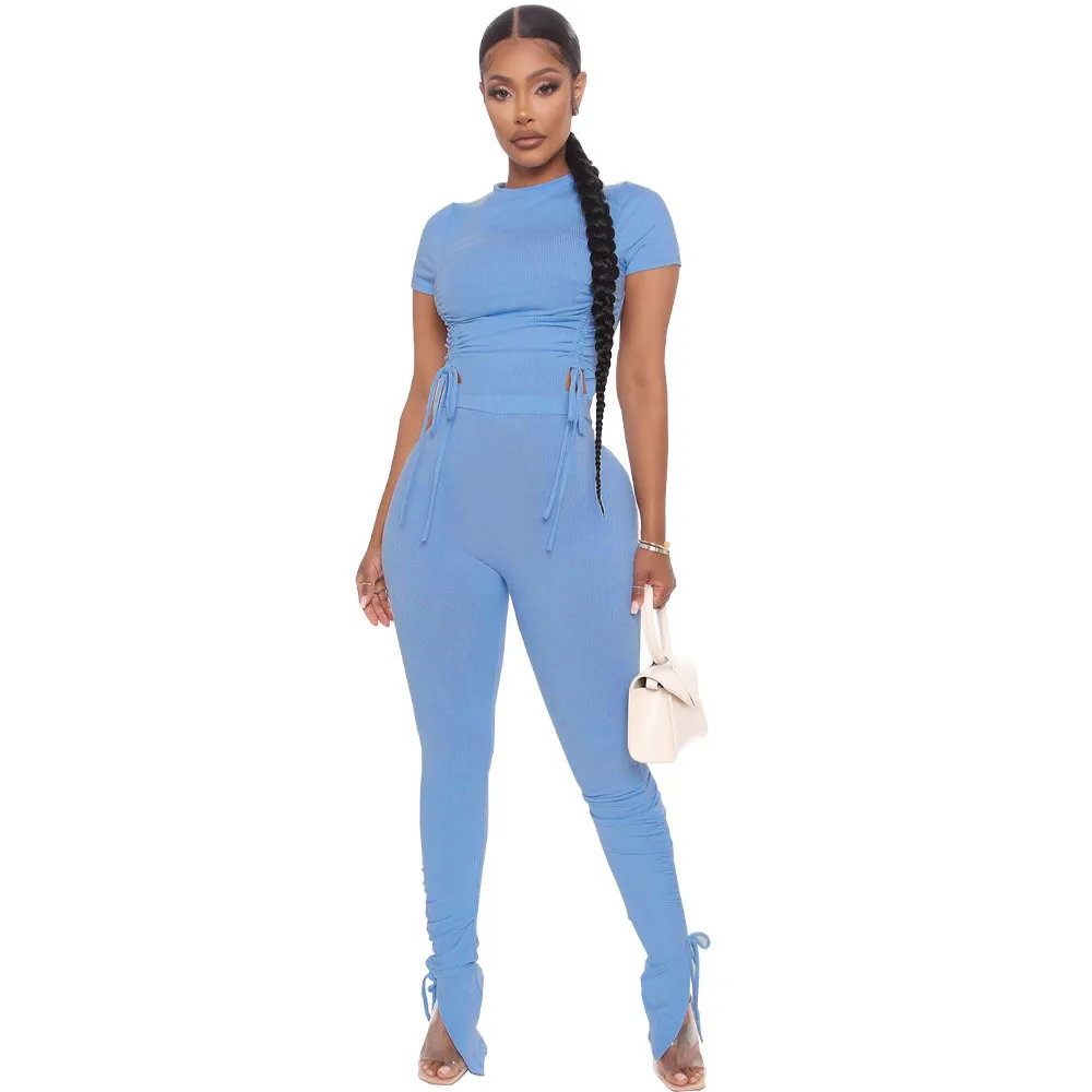 

Women's tracksuits pleated sexy two piece pant sets