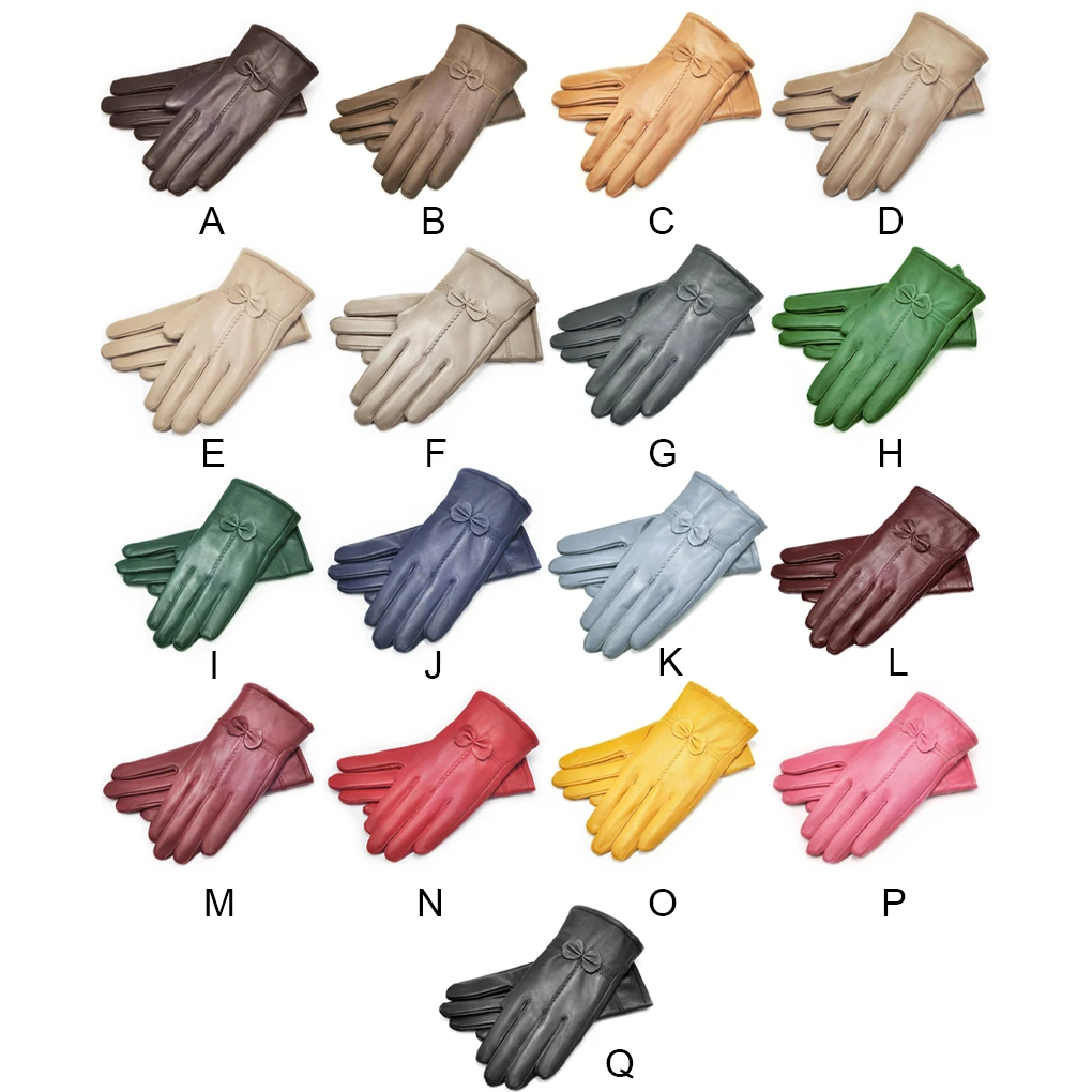 

1 Pair Women Gloves Leather Outdoor Velvet Warm Mitt Cold Weather Portable Hand Warmer Driving Riding Mitten Decoration