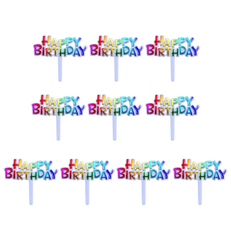 

100PCS Cartoon Cake Toppers Plastic Colourful Happy Birthday Cupcake Toppers for Party Birthday Party Decorations Kids Party