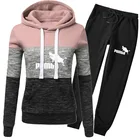 Женский спортивный костюм из двух предметов, толстовка с капюшоном и штаны, 2022