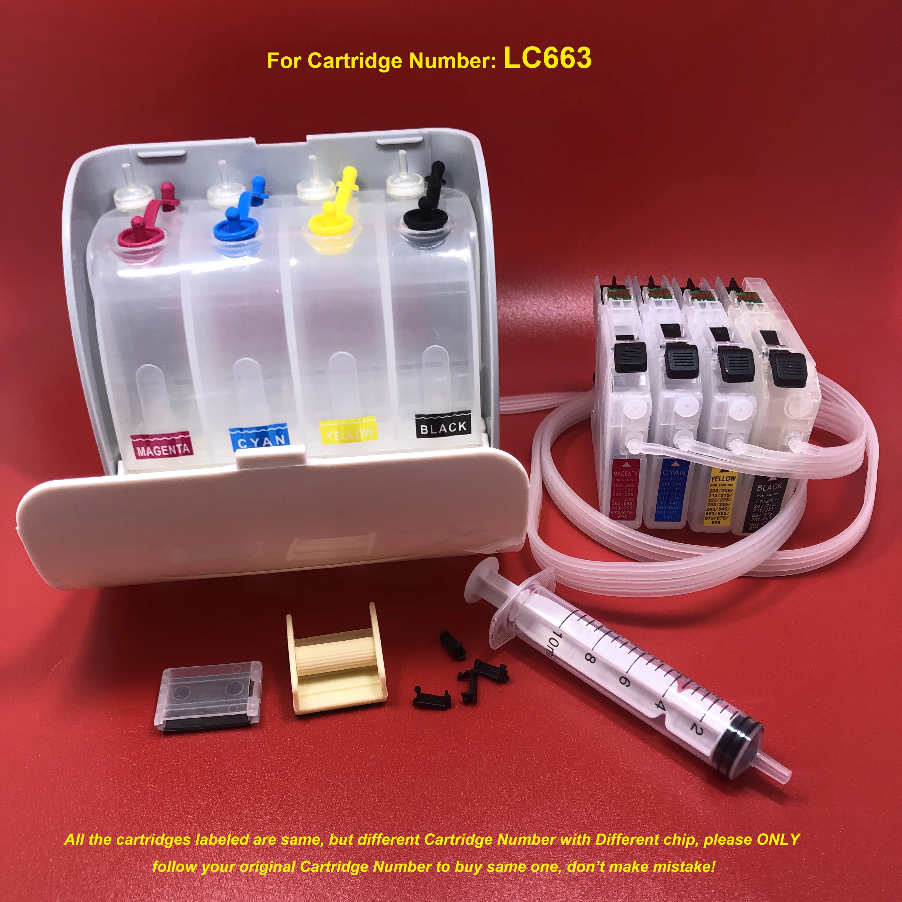 

1Set LC663 Luxury CISS Ink Cartridge with Auto Reset Chip for Brother MFC-J2320 MFC-J2720