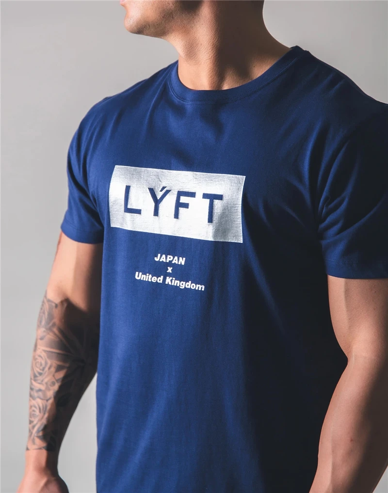 

2020 Japan&UK New Summer Shirt Cotton Gym Fitness Men T-shirt Running Sport T shirt Male Print Short sleeve Running T shirt Tops