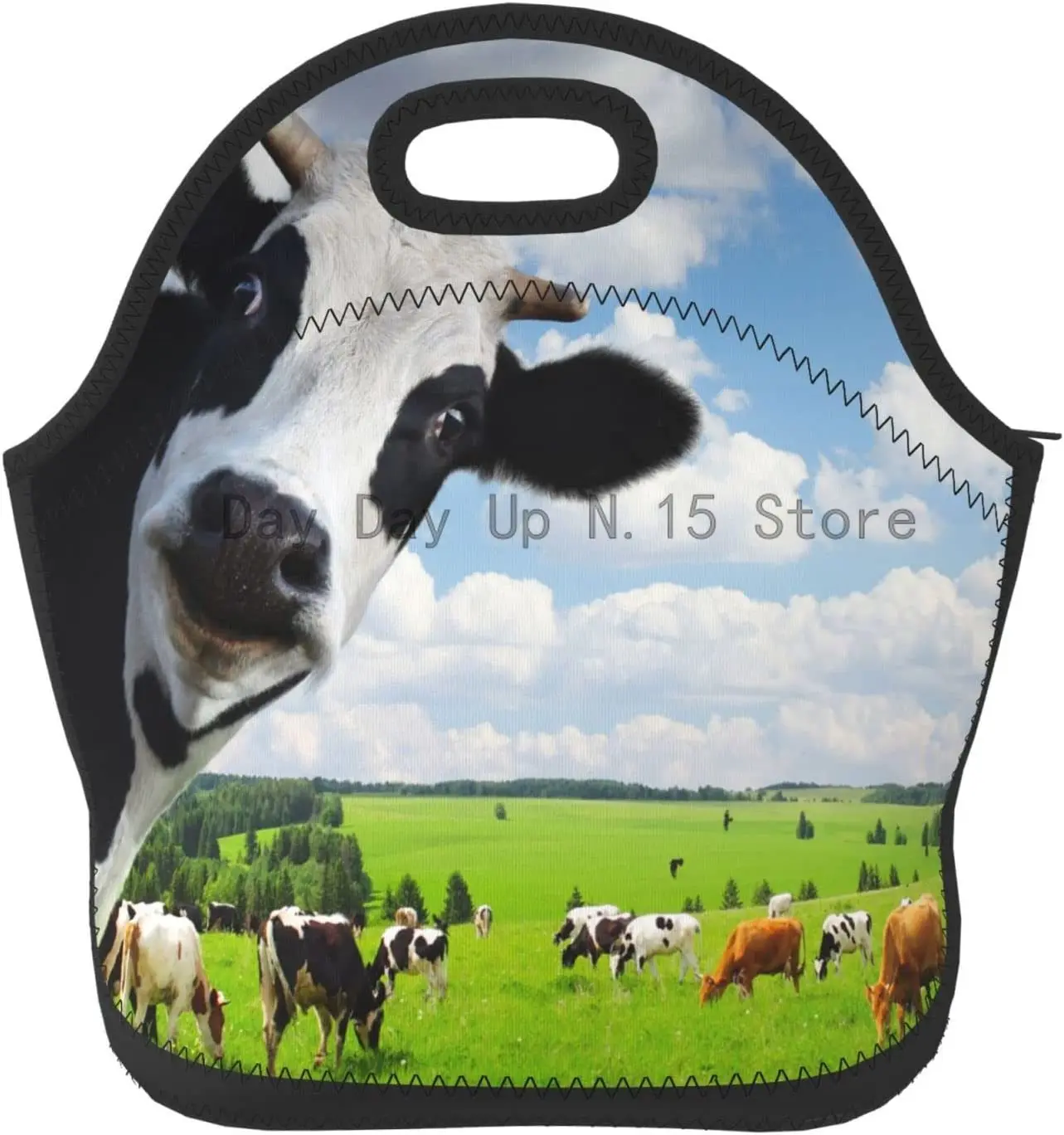 

Смешной Ланч-бокс для взрослых и женщин, вместительный изолированный Ланч-бокс для луга, коровы, луга, облаков, голубого неба