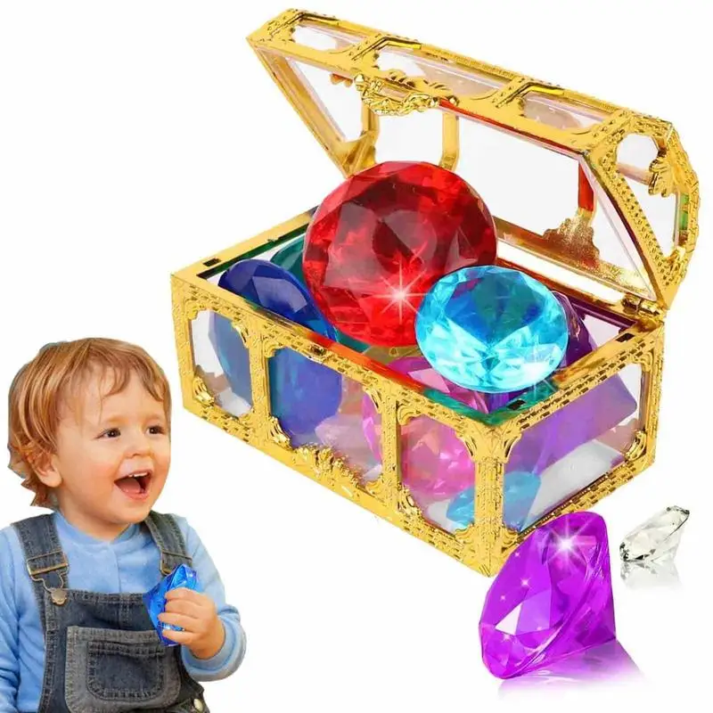 

Diving Gems Diving Gems Pool Toys With Treasure Chests Pirate Box Underwater Gem Diving Dive Throw Toy Set Swimming Training