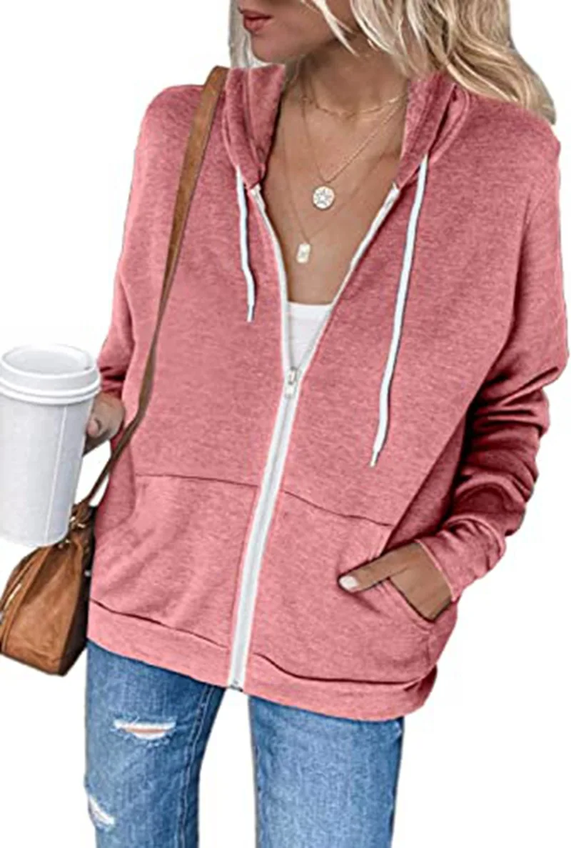 

Womens Long Sleeve Hoodie Sweatshirt Hooded Pullover Tops Blouse Jumper Coat White