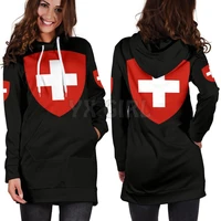 switzerland hoodie dress 3d printed hoodie dress novelty hoodies women casual longsleeve hooded pullover tracksuit