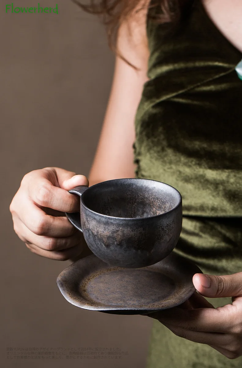 Кофейная чашка и блюдце в скандинавском стиле с ржавчиной керамическая чайная