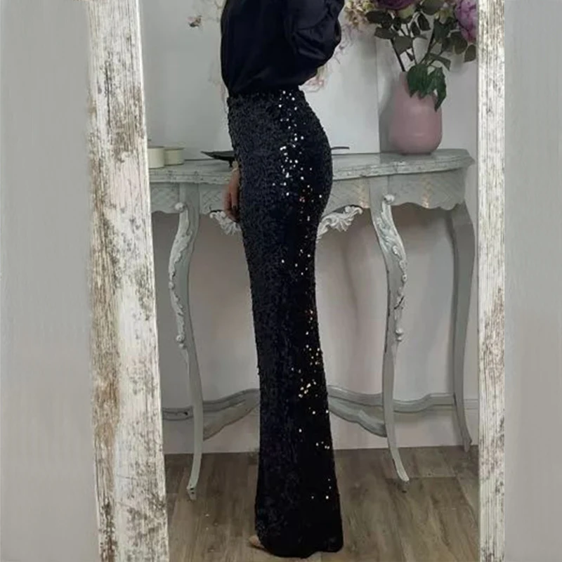 BKLD вечерние Блестящие брюки повседневные облегающие эластичные однотонные