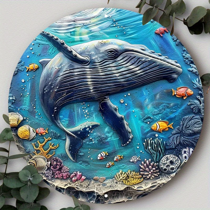 w oceanie aluminiowy metalowy znak - wodoodporna grafika z nadrukiem HD odporna na warunki atmosferyczne teksturowana okrągła dekoracja do domu