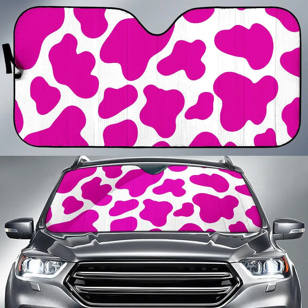 

Hot Pink And White Cow Print Car Sun Shade