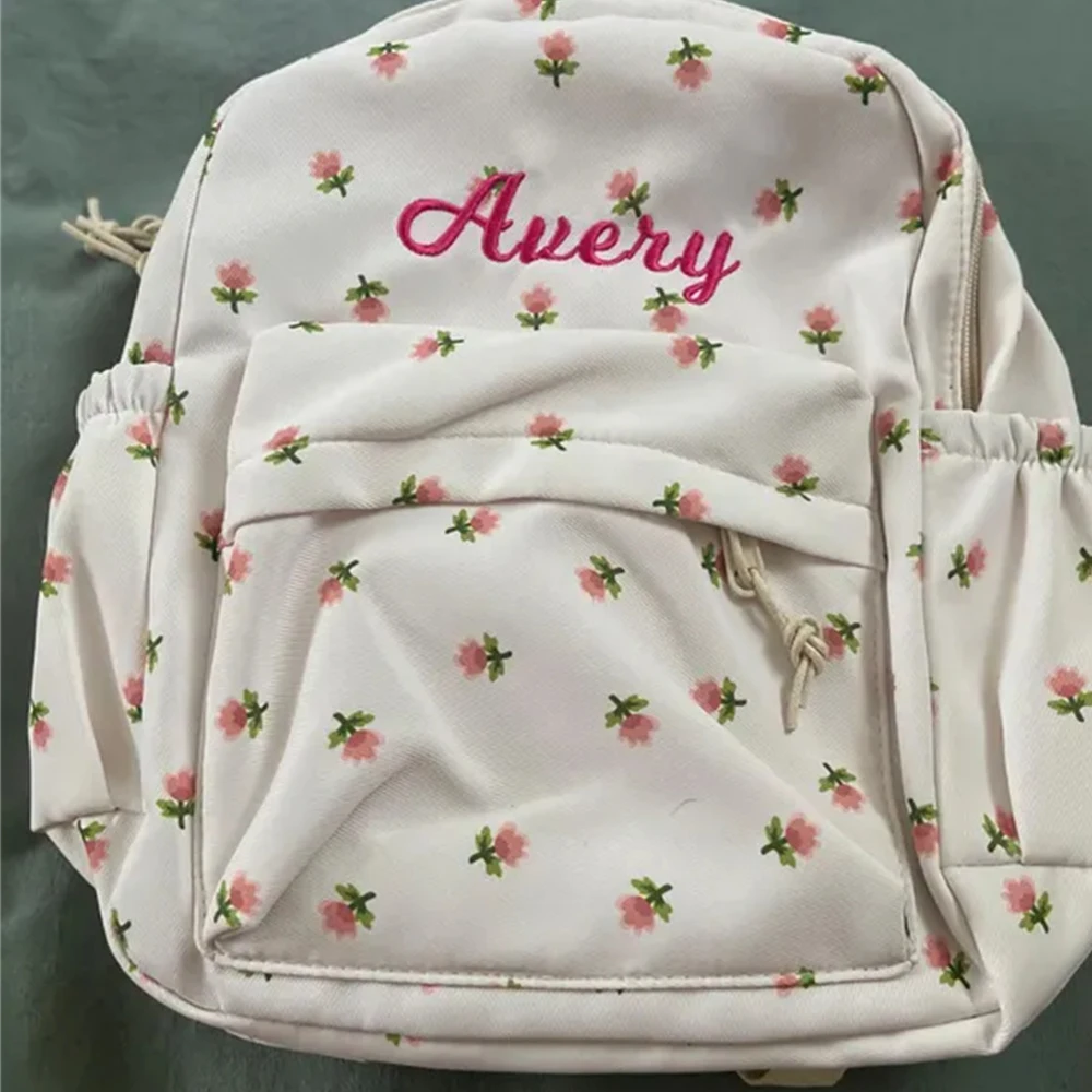 Рюкзак с цветочным принтом персонализированное вышивка имя маленький