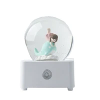 whale girl snow globes with musical box polyresin glass glitter dome modern glitter water globe