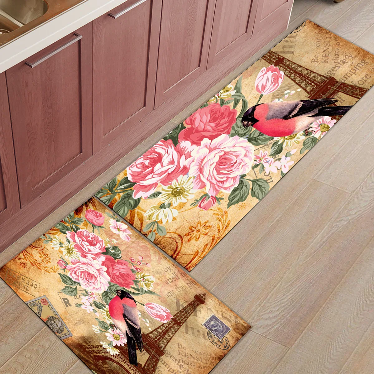 

Flower Bird Eiffel Iron Stamp Floor Mat Rugs for Living Room Entrance Door Mat Bath Mat Kitchen Floor Carpet Rug Long
