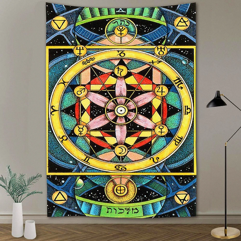 

Simsant Dark Viking Raven Tapestry Mysterious Psychedelic Viking Meditation Runes Decor Wall Hanging Tapestries for Living Room