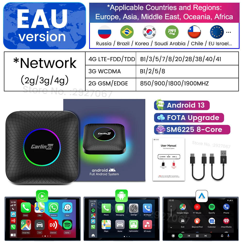 

SM6225 CarlinKit CarPlay Ai Box Android 13 Умная коробка потоковой передачи видео для OEM Автомобильный мультимедийный беспроводной CarPlay Android Auto 8 + 128G
