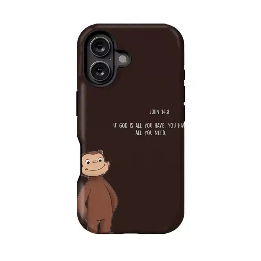 Фото Роскошный чехол Clmj Cute Monkey Curious George для iPhone 17, 17e, 16, 15, 14, 13, 12, 11, XS, XR, XSMAX, Air, Pro Max, Plus, двухслойный №4
