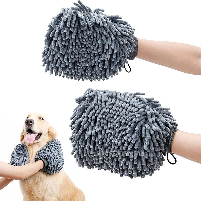 

Pet Grooming Glove Quick Drying Dogs Paw Towel Chenille Microfiber Double Sided Dogs Grooming Mitt for Large Medium Small Dogs