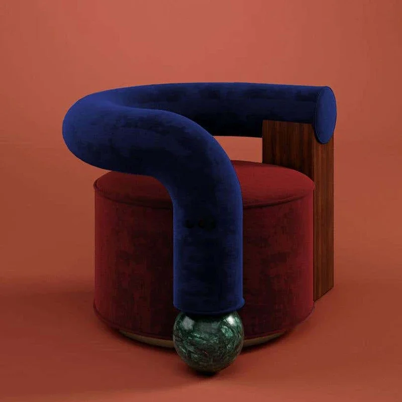 Красный удобный трендовый стул подлокотник губка дизайн красоты для чтения