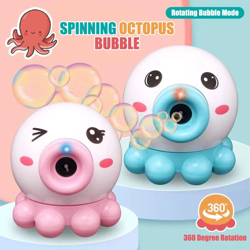 

Cartoon Octopus Rotating Bubbles Machine DIY Automatic Blowing Soap Water Bubble Gun With Lights Outdoor Toys For Children Gifts