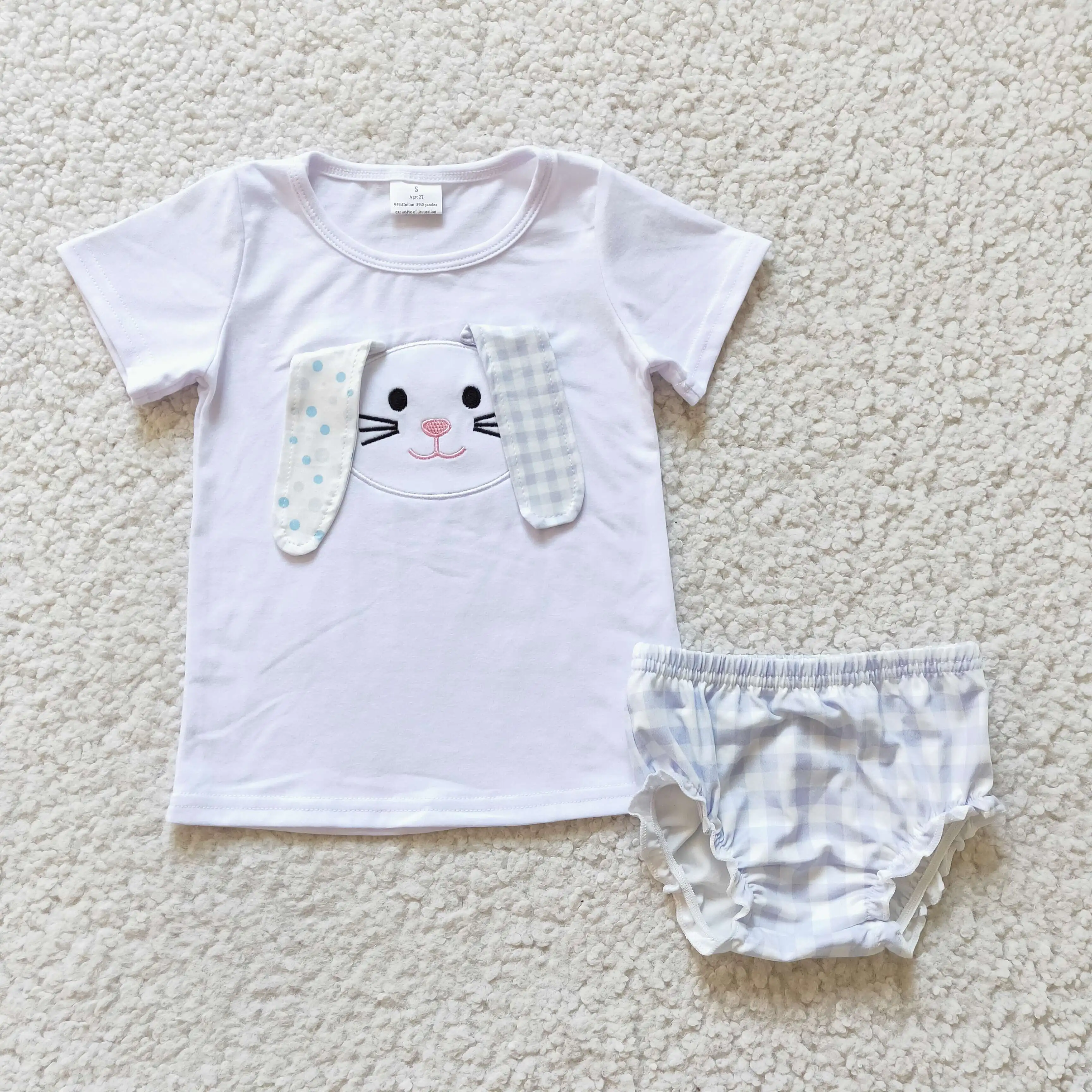

2 023 новейший дизайн RTS детская эксклюзивная одежда в виде кролика для младенцев весенняя одежда Детские комплекты с вышивкой Bummie