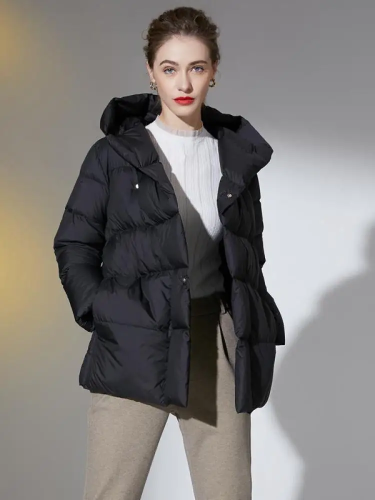 

Зимнее пальто, женские пуховики с поясом, светильник кое Теплое повседневное пальто, женская куртка-пуховик, парка с капюшоном, верхняя одежда