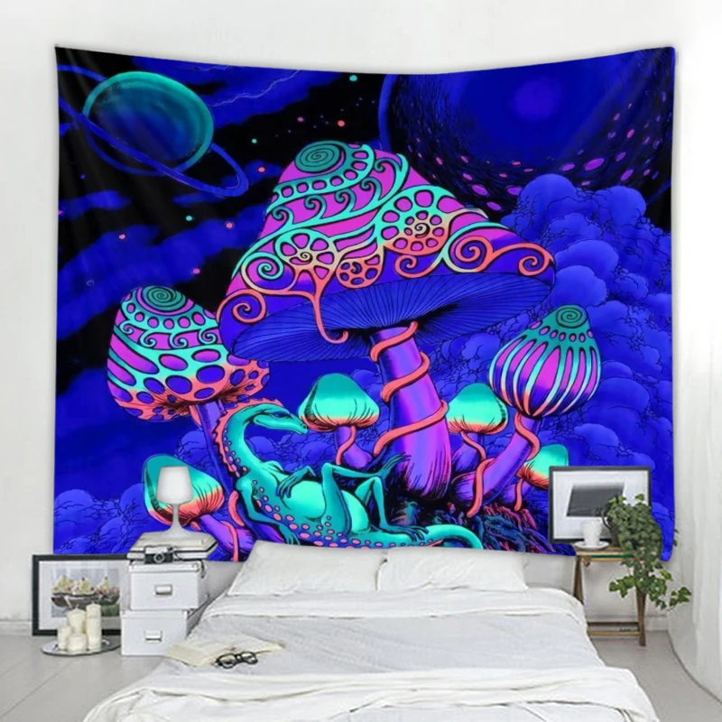 

Home Decor Mandala Boho Psychedelic Colorful Mushroom Print Decorative Decor Tapestry For Bedroom Living Room tapiz